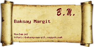 Baksay Margit névjegykártya